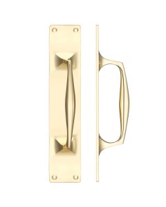 Fulton & Bray FB112A Cast Brass Pull Handle with Backplate - 300 x 60mm Polished Brass