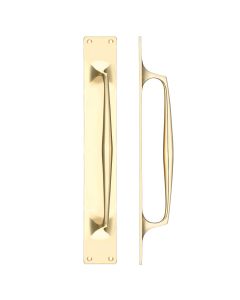 Fulton & Bray FB112B Cast Brass Pull Handle with Backplate - 425 x 60mm Polished Brass