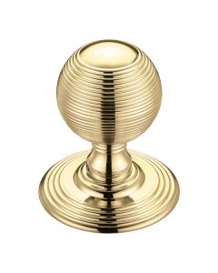 Fulton & Bray FB306 Ringed Mortice Knob on Round Rose - Concealed Fix - Solid Polished Brass
