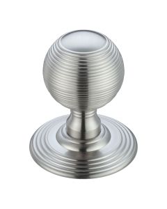 Fulton & Bray FB306SC Ringed Mortice Knob on Round Rose - Concealed Fix - Solid Satin Chrome
