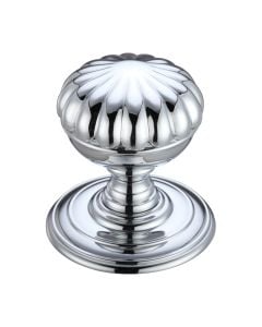 Fulton & Bray FB307CP Flower Mortice Knob on Round Rose - Concealed Fix Polished Chrome