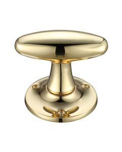 Fulton & Bray FB503 Extended Oval Mortice Knob Furniture 60mm Rose dia. Polished Brass