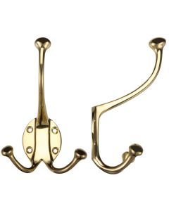 Fulton & Bray FB73 Double Hat and Coat Hook Polished Brass