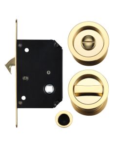 Zoo Hardware FB81 Sliding Door Lock Set - Suitable for 35-45mm Thick Doors Polished Brass