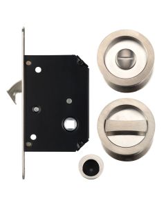 Zoo Hardware FB81SN Sliding Door Lock Set - Suitable for 35-45mm Thick Doors Satin Nickel