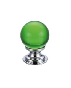 Fulton & Bray FCH02BCPG Glass Ball Cabinet Knob - Plain Green 30mm Polished Chrome / Green Glass