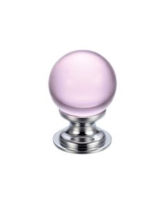 Fulton & Bray FCH02BCPP Glass Ball Cabinet Knob - Plain Pink 30mm Polished Chrome / Pink Glass