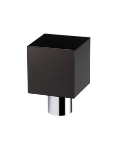 Fulton & Bray FCH07BCPBL Cube Cupboard Knob - Black 30mm dia. Polished Chrome / Black Glass