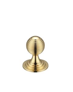 Fulton & Bray FCH08A Queen Anne Ringed Knob 25mm rose dia. Polished Brass