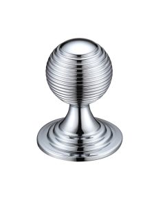 Fulton & Bray FCH08CCP Queen Anne Ringed Knob 38mm rose dia. Polished Chrome