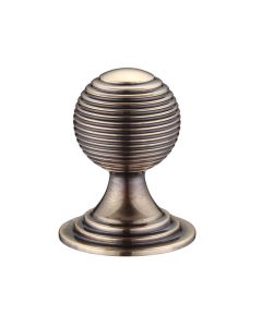Fulton & Bray FCH08BFB Queen Anne Ringed Knob 32mm rose dia. Florentine Bronze