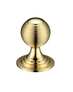 Fulton & Bray FCH08C Queen Anne Ringed Knob 38mm rose dia. Polished Brass