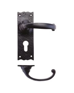 Foxcote Foundries FF111EP Traditional Lever on Euro Backplate - 6" Black Antique
