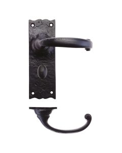 Foxcote Foundries FF113 Traditional Lever on Bathroom Backplate - 6" Black Antique
