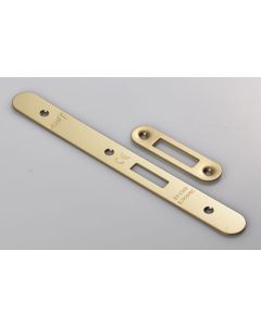 Eurospec FSF5015PVD/R Forend Strike & Fixing Pack To Suit Din Euro Deadlock (Security) Radius Stainless Brass
