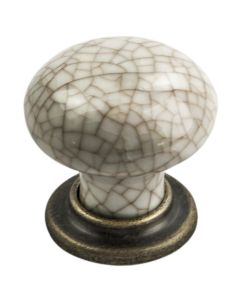 Fingertip FTD630AABIC Ftd Porcelain Knob With Finished Base 35mm Antique Brass/Ivory Crackle Glaze