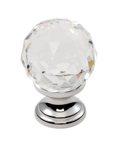 Fingertip FTD670ACTC Ftd Crystal Faceted Knob With Finished Base 25mm Polished Chrome