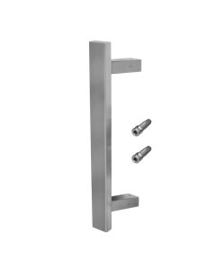 BLU, Offset Rectangular 'T' Bar Pull Handle, 400mm, Secret Fix for Aluminium sliding doors, 316 Satin Stainless Steel HAB77-KIT-400-SA-SSS