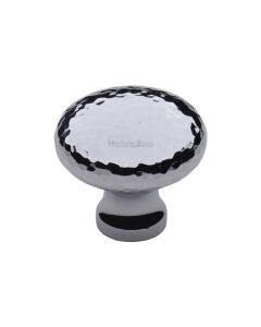 Heritage Brass Cabinet Knob Victorian Round Hammered Design 32mm Polished Chrome
