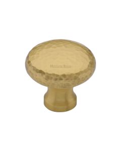 Heritage Brass Cabinet Knob Victorian Round Hammered Design 32mm Satin Brass
