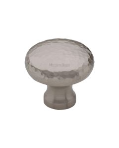 Heritage Brass Cabinet Knob Victorian Round Hammered Design 32mm Satin Nickel