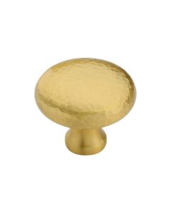 Heritage Brass Cabinet Knob Victorian Round Hammered Design 38mm Satin Brass