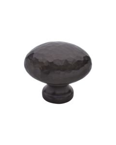 Heritage Brass Cabinet Knob Victorian Oval Hammered Design 32mm Matt Bronze
