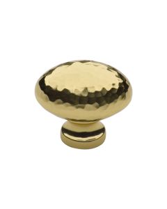 Heritage Brass Cabinet Knob Victorian Oval Hammered Design 32mm Polished Brass