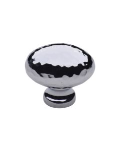 Heritage Brass Cabinet Knob Victorian Oval Hammered Design 32mm Polished Chrome