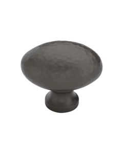 Heritage Brass Cabinet Knob Victorian Oval Hammered Design 38mm Matt Bronze