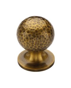 Heritage Brass Cabinet Knob Ball Hammered Design 32mm Antique Brass
