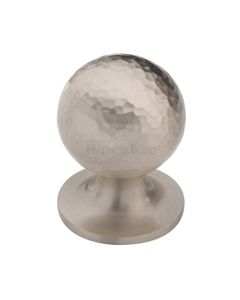 Heritage Brass Cabinet Knob Ball Hammered Design 32mm Satin Nickel