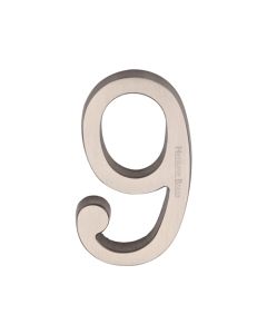Heritage Brass Numeral 9 Concealed Fix 76mm (3) Satin Nickel
