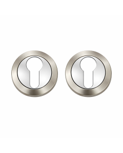 IRONZONE IRZ001CPSN Euro Profile Escutcheon 50mm - Polished Chrome / Satin Nickel