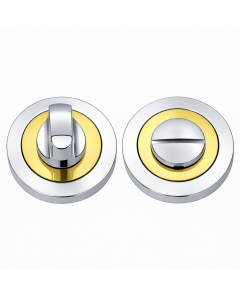 IRONZONE IRZ004CPPB Bathroom Turn and Release 50mm - Polished Chrome / Polished Brass