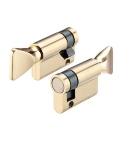 IRONZONE Architectural Euro Profile Single Cylinder 40 Turn Only Polished Brass