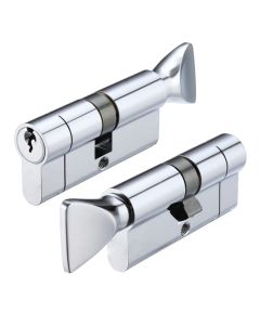 IRONZONE Architectural Euro Profile Cylinder 90mm 45/45 with Turn Keyed To Differ Polished Chrome