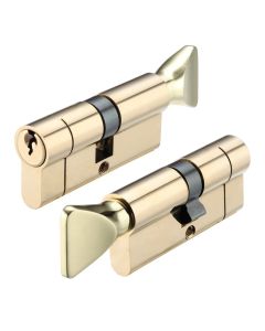 IRONZONE Architectural Euro Profile Cylinder 90mm 45/45 with Turn Keyed To Differ Polished Brass