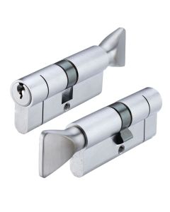 IRONZONE Architectural Euro Profile Cylinder 90mm 45/45 with Turn Keyed To Differ Satin Chrome