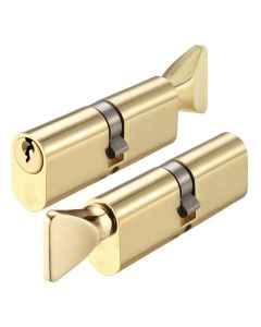IRONZONE Architectural Oval Profile Cylinder 70mm 35/35 with Turn Keyed To Differ Polished Brass