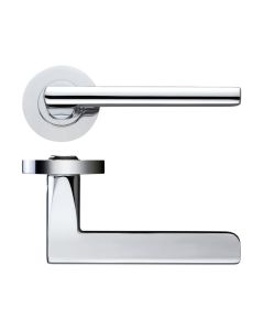 IRONZONE Nova Lever door Handle on Round Rose Polished Chrome