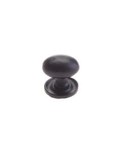 IRONZONE Oval Cupboard Cabinet Knob 25mm with 34mm Rose Black Antique