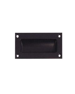 IRONZONE Rectangular Flush Pull Handle Face Fix 75 x 40 x 11mm Black
