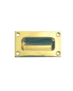 IRONZONE Rectangular Flush Pull Handle Face Fix 75 x 40 x 11mm Polished Brass
