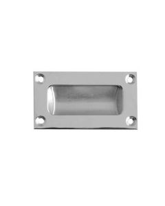 IRONZONE Rectangular Flush Pull Handle Face Fix 75 x 40 x 11mm Satin Chrome