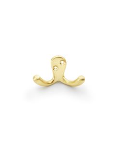 Acre & Clutton Ridgewood Victorian Double Robe Hook Satin Brass 43mm Coat Hook for Doors & Walls RID-43H-24SB