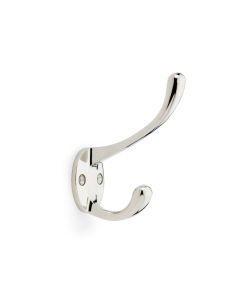 Acre & Clutton Ridgewood Plain Brass Classical Victorian Hat and Coat Hook � 80mm Projection Polished Nickel Finish (Traditional Wall Hook for Coats and Hats) - RID-80P-47PN