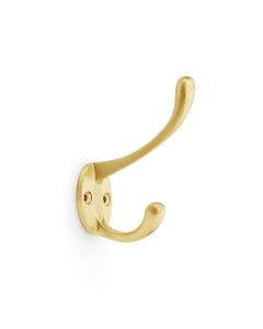 Acre & Clutton Ridgewood Plain Brass Classical Victorian Hat and Coat Hook � 80mm Projection Satin Brass Finish (Traditional Wall Hook for Coats and Hats) - RID-80P-47SB