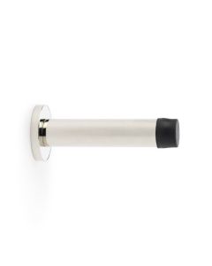IRONZONE Skirting Wall-Mounted Door Stop with Concealed Fix Rose � 80mm in Polished Nickel (Durable Door Protection) - WDS080PN