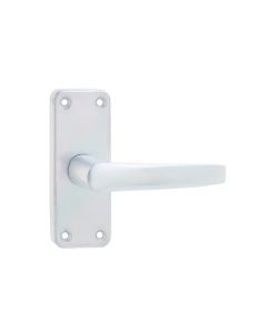 Frelan Contract Door Handle on Short Latchplate Satin Anodised Aluminium 104mm J5600